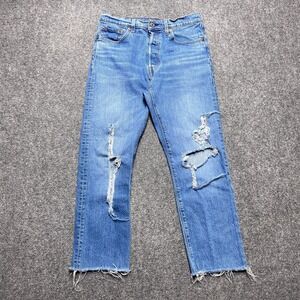 Levis Jeans Womens 29x26 Blue 501 Button Fly Classic Straight Distress Tag 29x26
